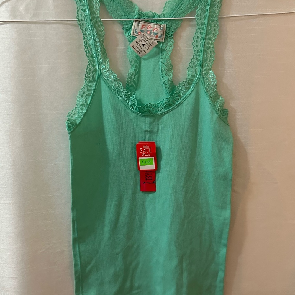F&F Lace Tank Top Small. Teal